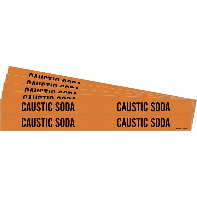 CAUSTIC SODA Pipe Marker Style 4 Black on Orange 4 per Card, 5 PK