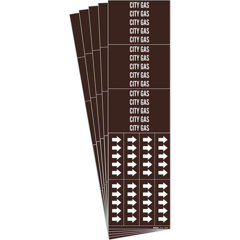 CITY GAS Pipe Marker Style 3C with Arrows White on Brown 3 per Card, 5 PK