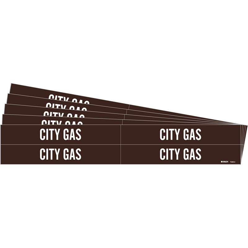 CITY GAS Pipe Marker Style 4 White on Brown 4 per Card, 5 PK