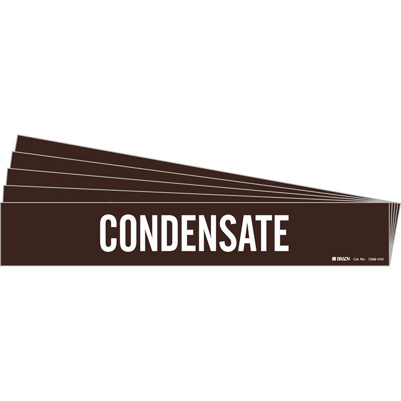 CONDENSATE Pipe Marker Style 1HV White on Brown 1 per Card, 5 PK