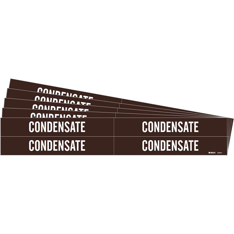 CONDENSATE Pipe Marker Style 4 White on Brown 4 per Card, 5 PK