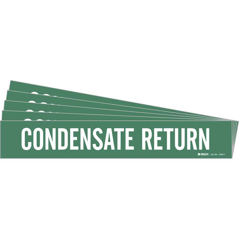 CONDENSATE RETURN Pipe Marker Style 1 White on Green 1 per Card, 5 PK