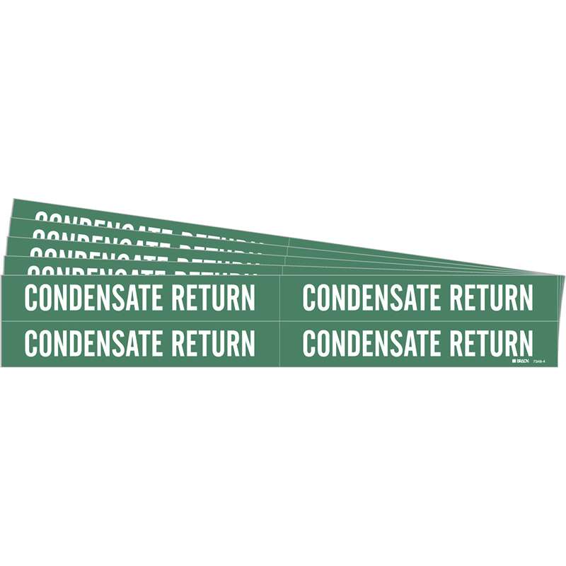 CONDENSATE RETURN Pipe Marker Style 4 White on Green 4 per Card, 5 PK