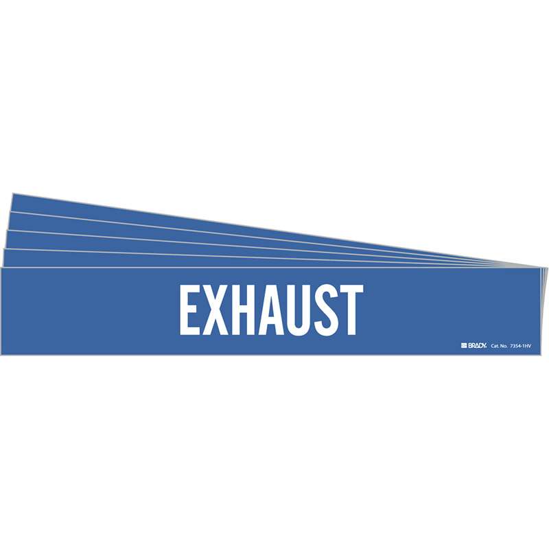 EXHAUST Pipe Marker Style 1HV White on Blue 1 per Card, 5 PK