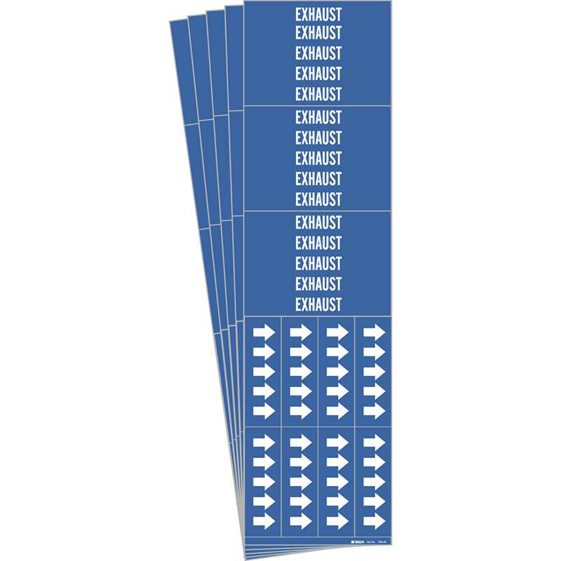 EXHAUST Pipe Marker Style 3C with Arrows White on Blue 3 per Card, 5 PK