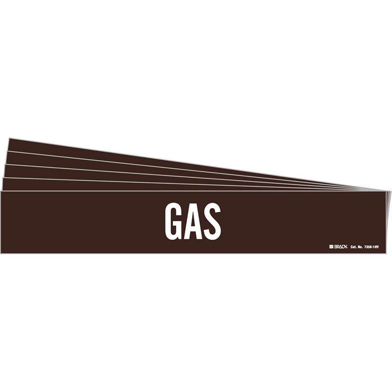 GAS Pipe Marker Style 1HV White on Brown 1 per Card, 5 PK
