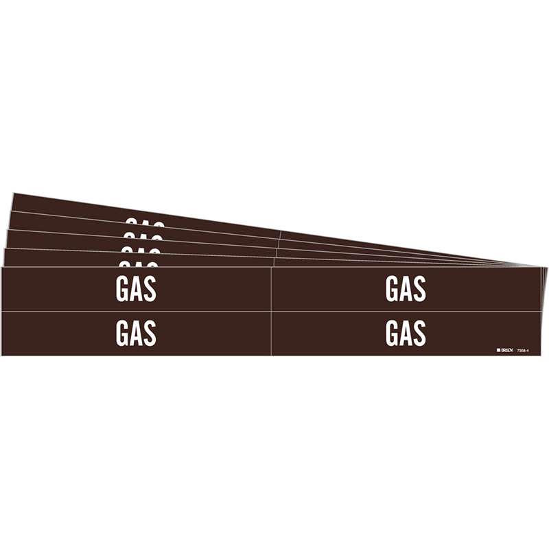GAS Pipe Marker Style 4 White on Brown 4 per Card, 5 PK