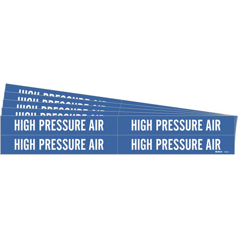 HIGH PRESSURE AIR Pipe Marker Style 4 White on Blue 4 per Card, 5 PK
