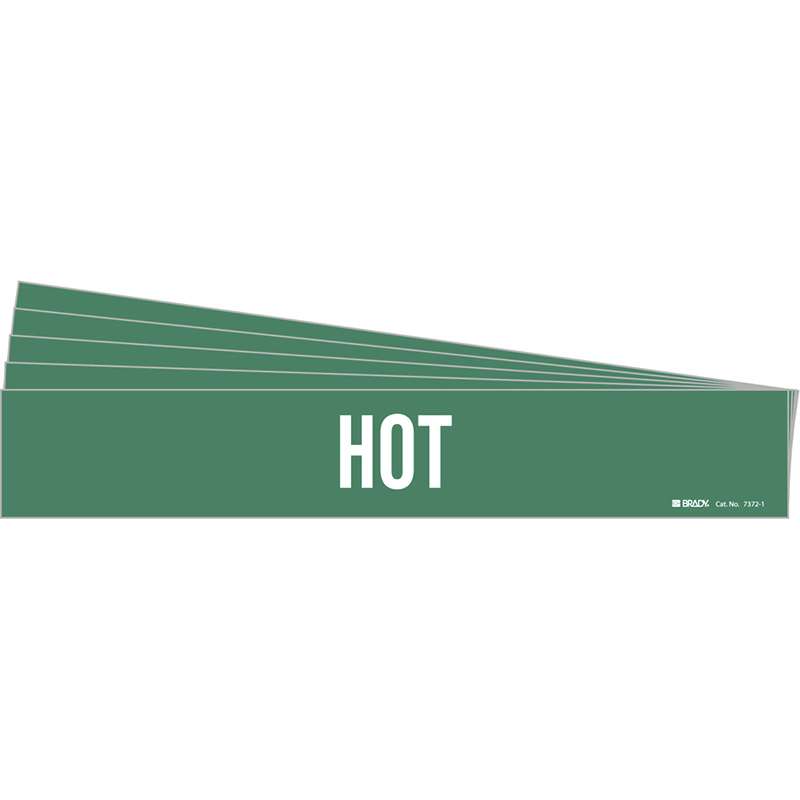 HOT Pipe Marker Style 1 White on Green 1 per Card, 5 PK