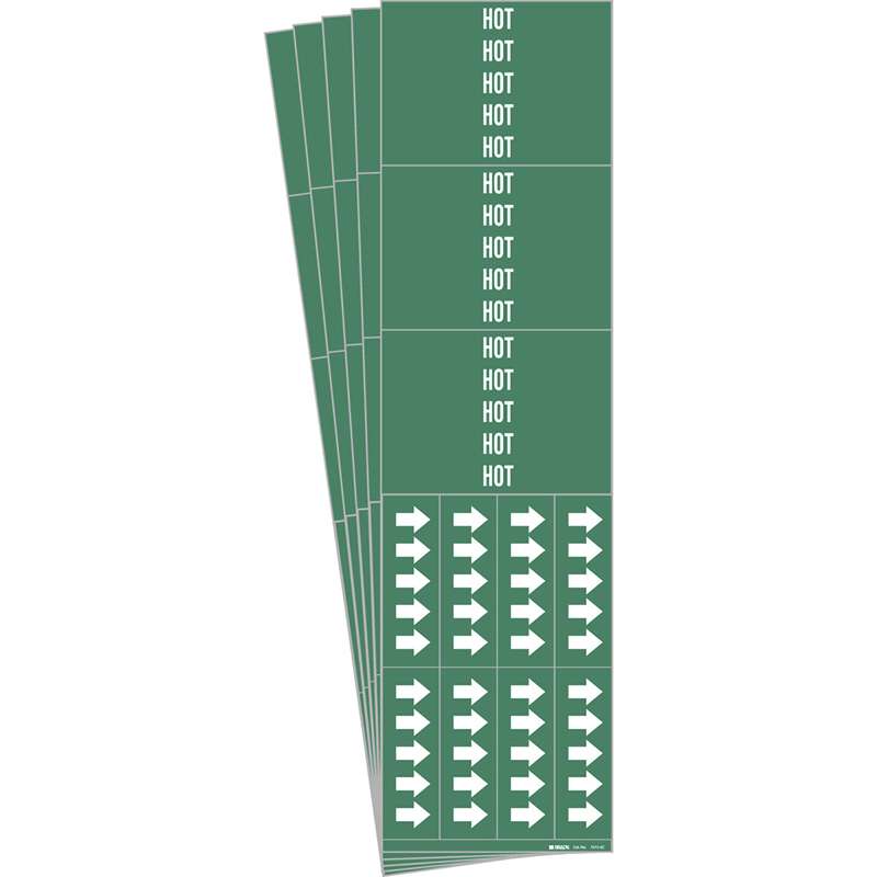 HOT Pipe Marker Style 3C with Arrows White on Green 3 per Card, 5 PK