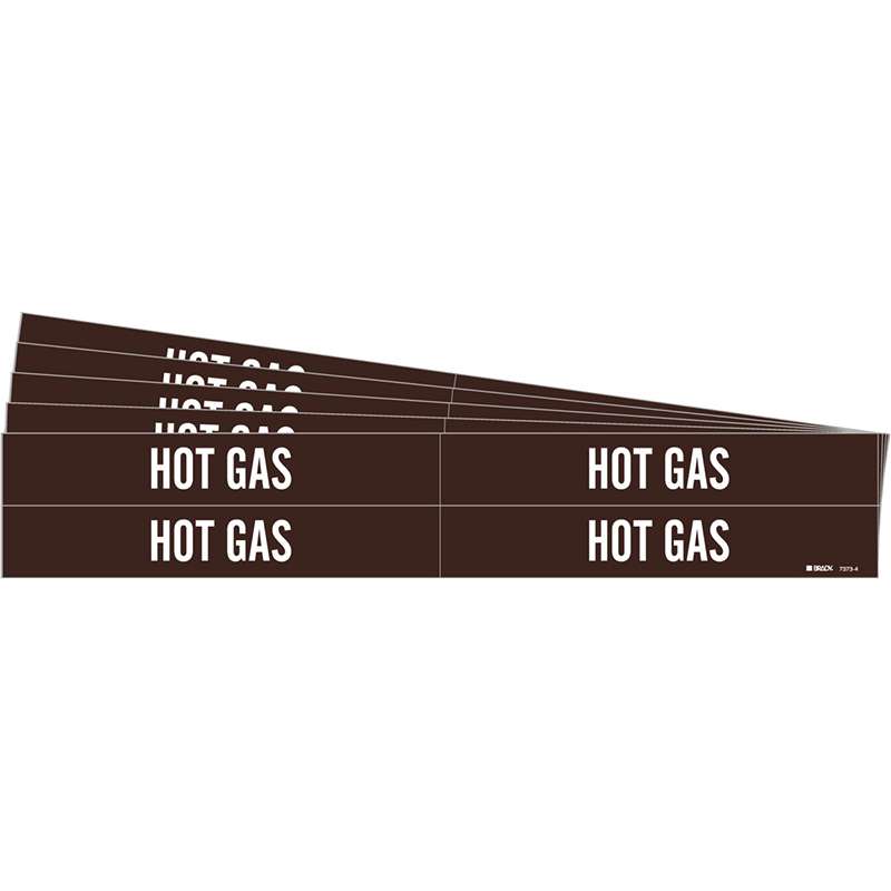 HOT GAS Pipe Marker Style 4 White on Brown 4 per Card, 5 PK