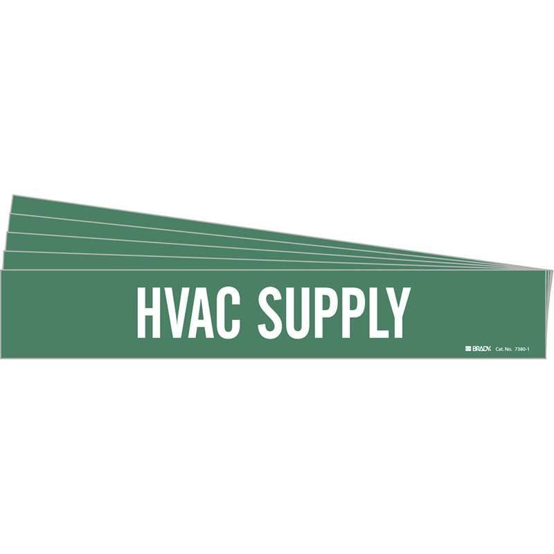 HVAC SUPPLY Pipe Marker Style 1 White on Green 1 per Card, 5 PK