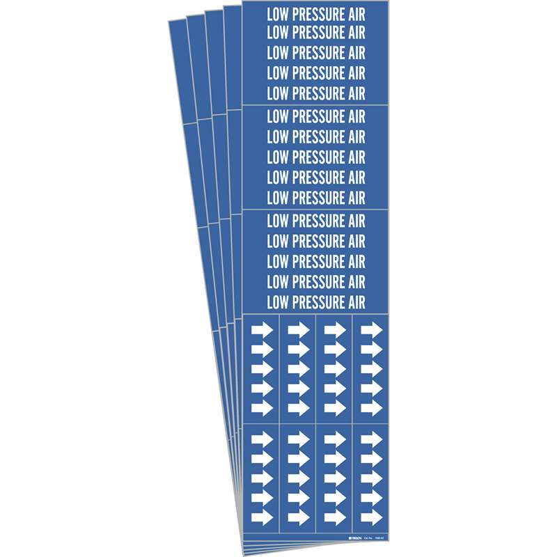 LOW PRESSURE AIR Pipe Marker Style 3C with Arrows White on Blue 3 per Card, 5 PK