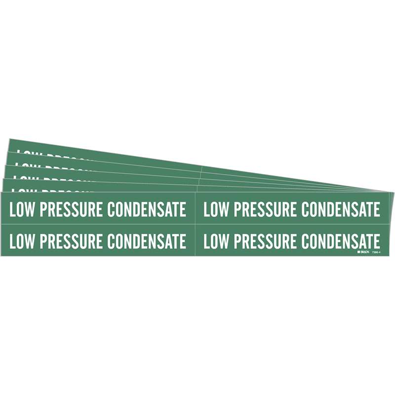 LOW PRESSURE CONDENSATE Pipe Marker Style 4 White on Green 4 per Card, 5 PK
