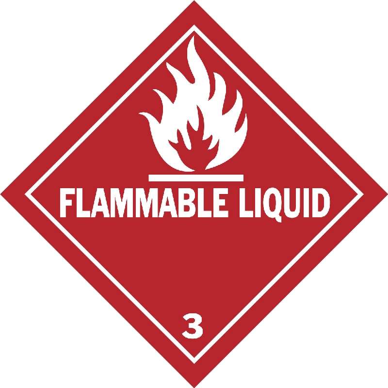 Flammable Liquid Hazardous Shipping Label, Red on White, B-7569, 4 x 4 x .004 in, 500 Labels per Roll