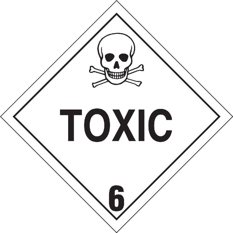 Toxic Label, Black on White, B-7569, 4 x 4 x 0.004 in, 500 Labels per Roll