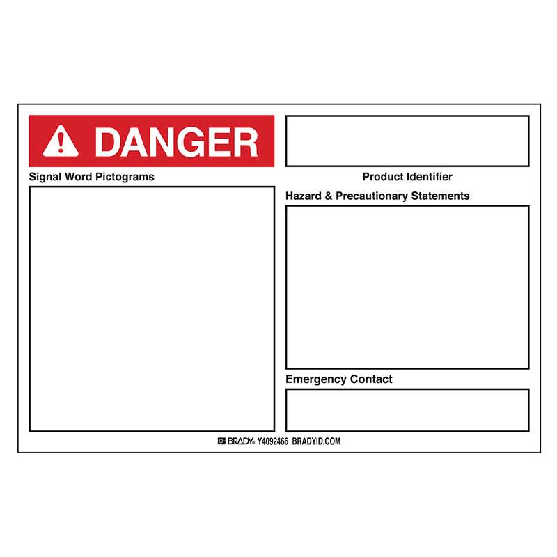 Blank HazCom Danger Label, 4 x 6", 50/pk