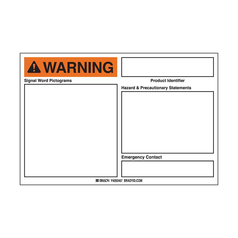 Blank GHS Warning Label, 4.0 x 6.0" 50/Pk