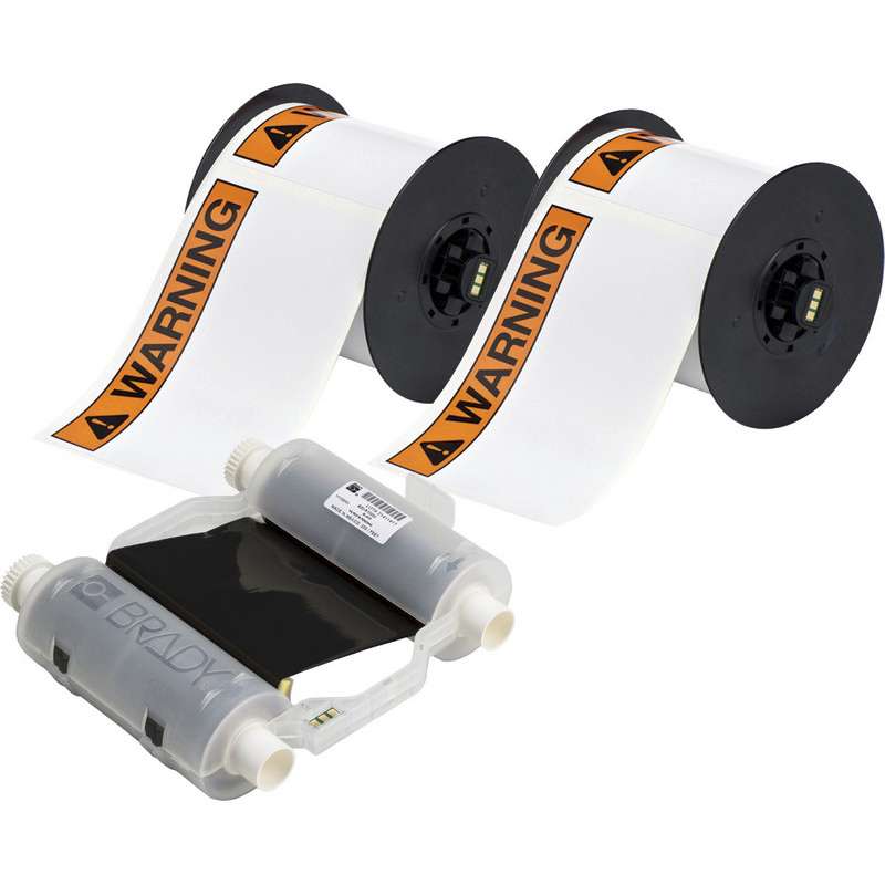 Arc Flash Warning Supply Label Kit with 2 4 x 6" ANSI Warning Label Rolls and 1 Black Print Ribbon