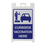 Curbside Vaccination A-Frame Sign Stand, Blue on White, 36 in x 24 in redirect to product page