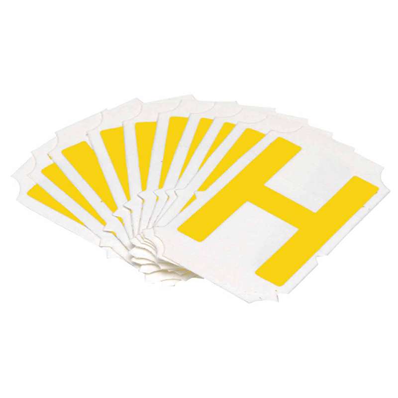 2in Yellow Gothic Font, Quik-Align Labels, Letter "H", Pack of 10