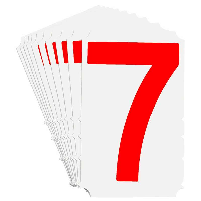 3in Red Gothic Font, Quik-Align Labels Number "7", Pack of 10