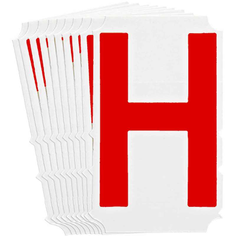 4in Red Gothic Font, Quik-Align Labels Letter "H", Pack of 10