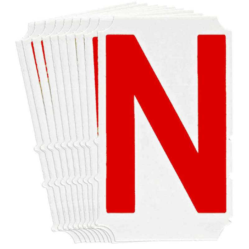 4in Red Gothic Font, Quik-Align Labels Letter "N", Pack of 10