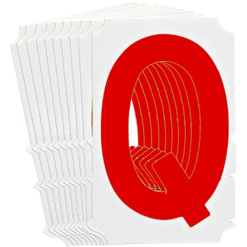 3in Red Gothic Font, Quik-Align Labels Letter "Q", Pack of 10