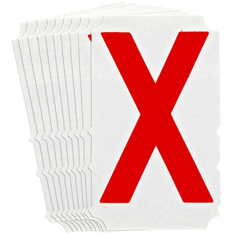 4in Red Gothic Font, Quik-Align Labels Letter "X", Pack of 10