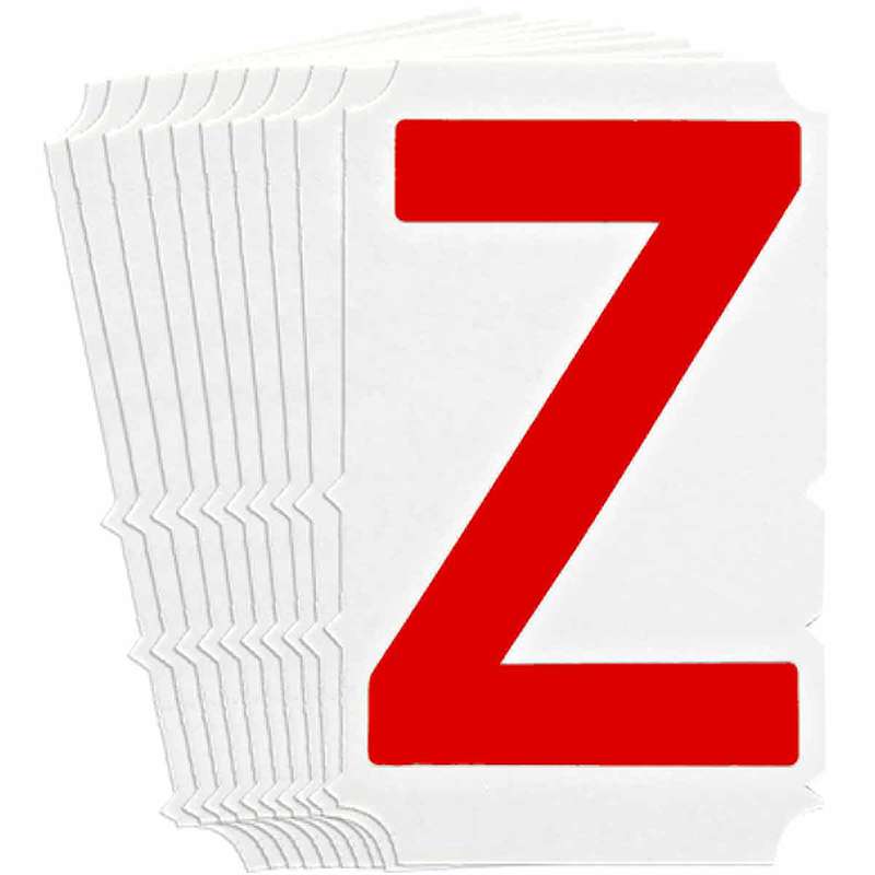 4in Red Gothic Font, Quik-Align Labels Letter "Z", Pack of 10