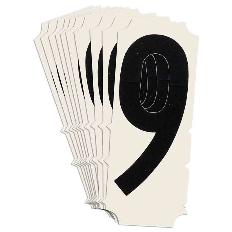 2in Black Condensed Gothic Quik-Align Number "9", Pack of 10 Labels