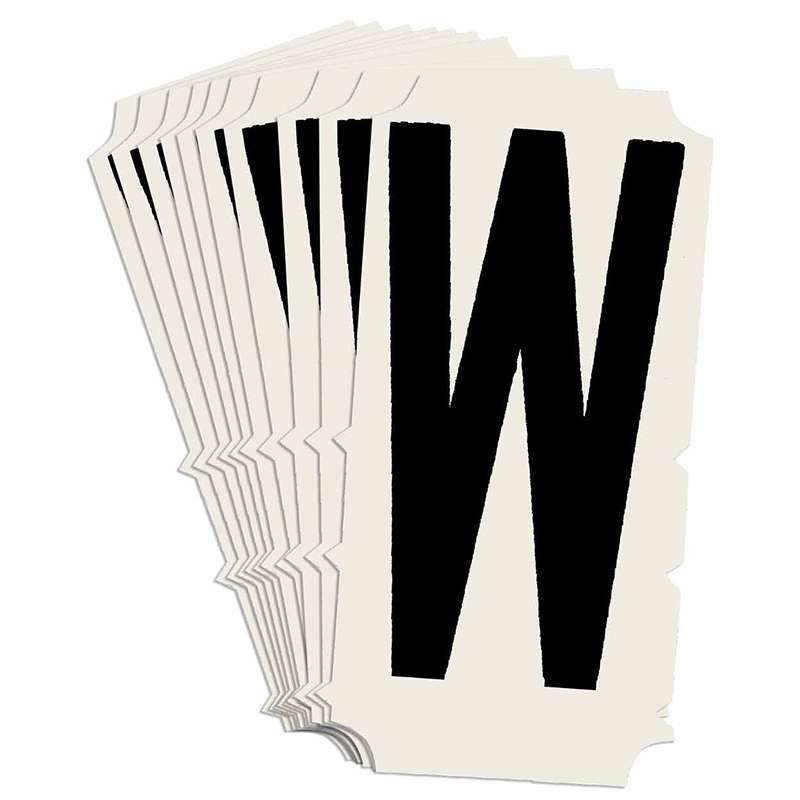2in Black Condensed Gothic Quik-Align Letter "W", Pack of 10 Labels