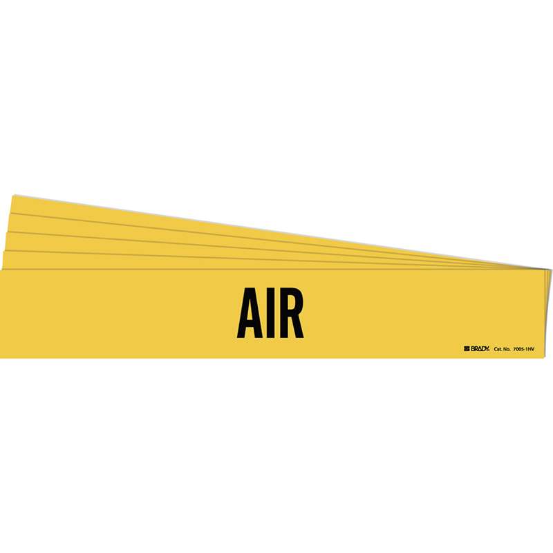 AIR Pipe Marker Style 1HV Black on Yellow 1 per Card, 5 PK