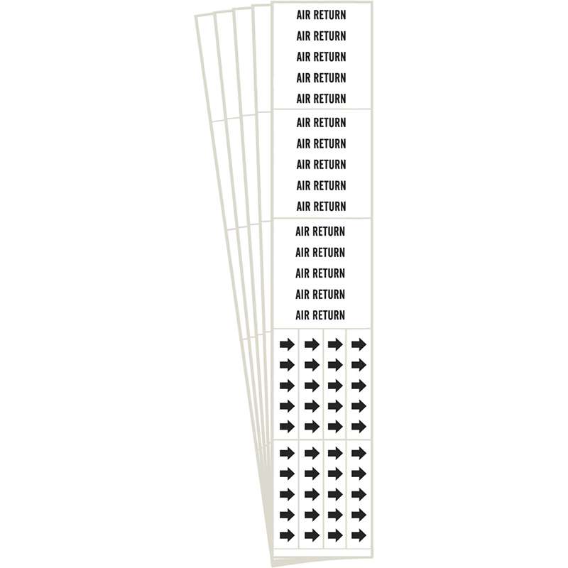 AIR RETURN Pipe Marker Style 3C with Arrows Black on White 3 per Card, 5 PK