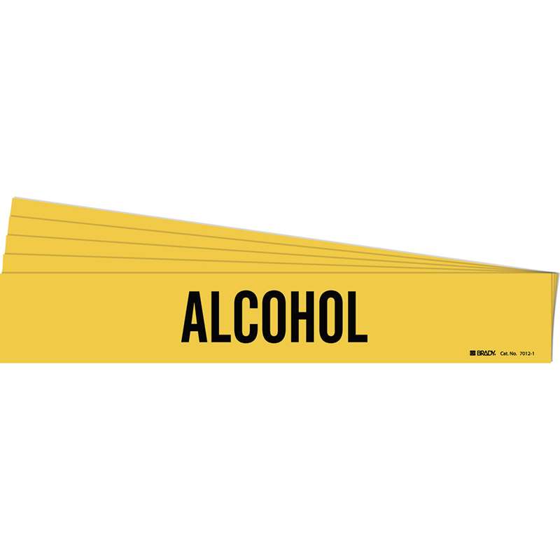 ALCOHOL Pipe Marker Style 1 Black on Yellow 1 per Card, 5 PK