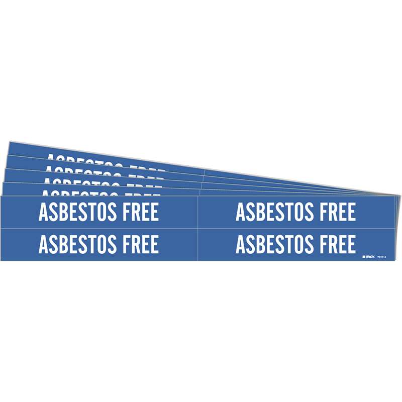 ASBESTOS FREE Pipe Marker Style 4 White on Blue 4 per Card, 5 PK