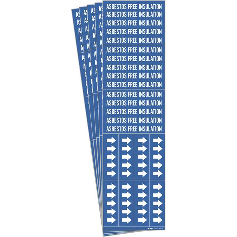 ASBESTOS FREE INSULATION Pipe Marker Style 3C Arrows WT on BL 3 per Card, 5 PK