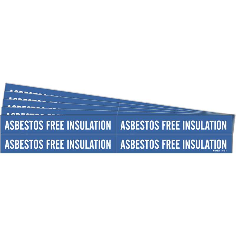 ASBESTOS FREE INSULATION Pipe Marker Style 4 White on Blue 4 per Card, 5 PK