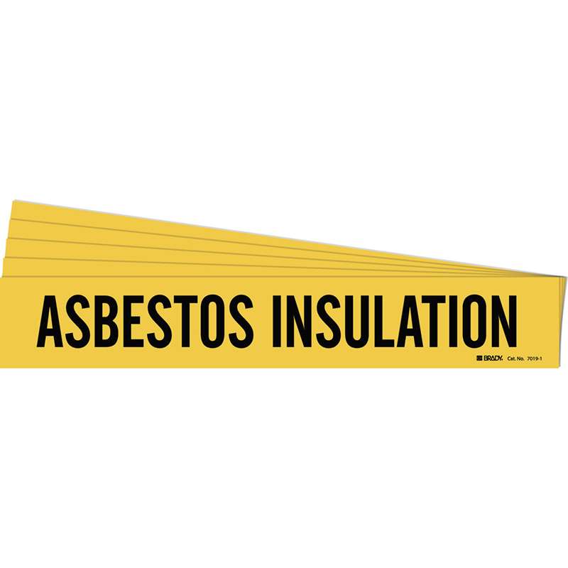 ASBESTOS INSULATION Pipe Marker Style 1 Black on Yellow 1 per Card, 5 PK