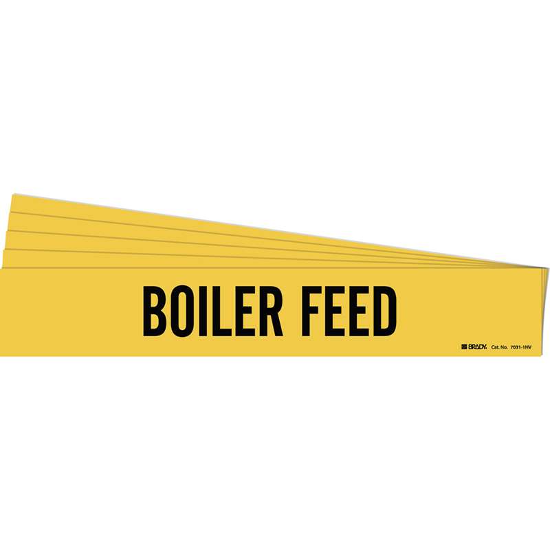 BOILER FEED Pipe Marker Style 1HV Black on Yellow 1 per Card, 5 PK