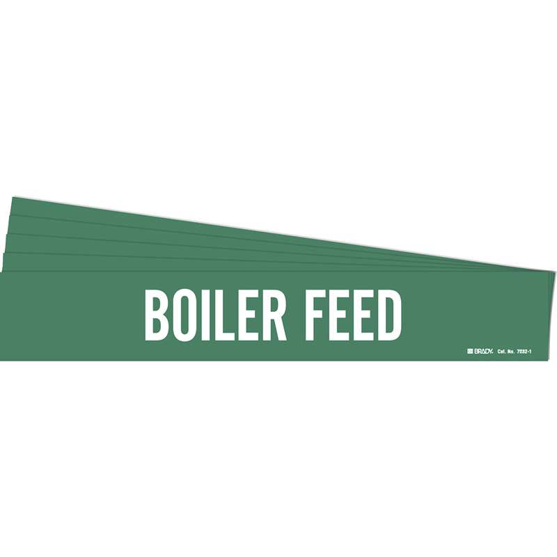 BOILER FEED Pipe Marker Style 1 White on Green 1 per Card, 5 PK