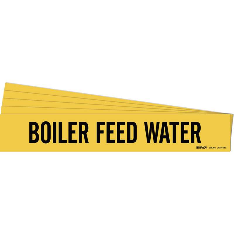 BOILER FEED WATER Pipe Marker Style 1HV Black on Yellow 1 per Card, 5 PK