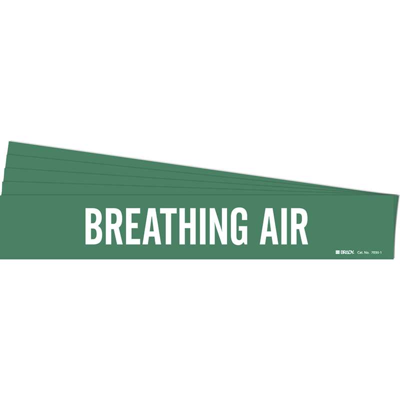BREATHING AIR Pipe Marker Style 1 White on Green 1 per Card, 5 PK