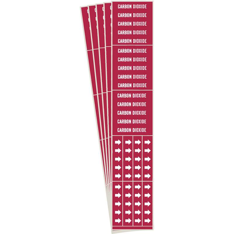 CARBON DIOXIDE Pipe Marker Style 3C with Arrows White on Red 3 per Card, 5 PK