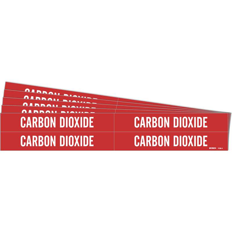 CARBON DIOXIDE Pipe Marker Style 4 White on Red 4 per Card, 5 PK