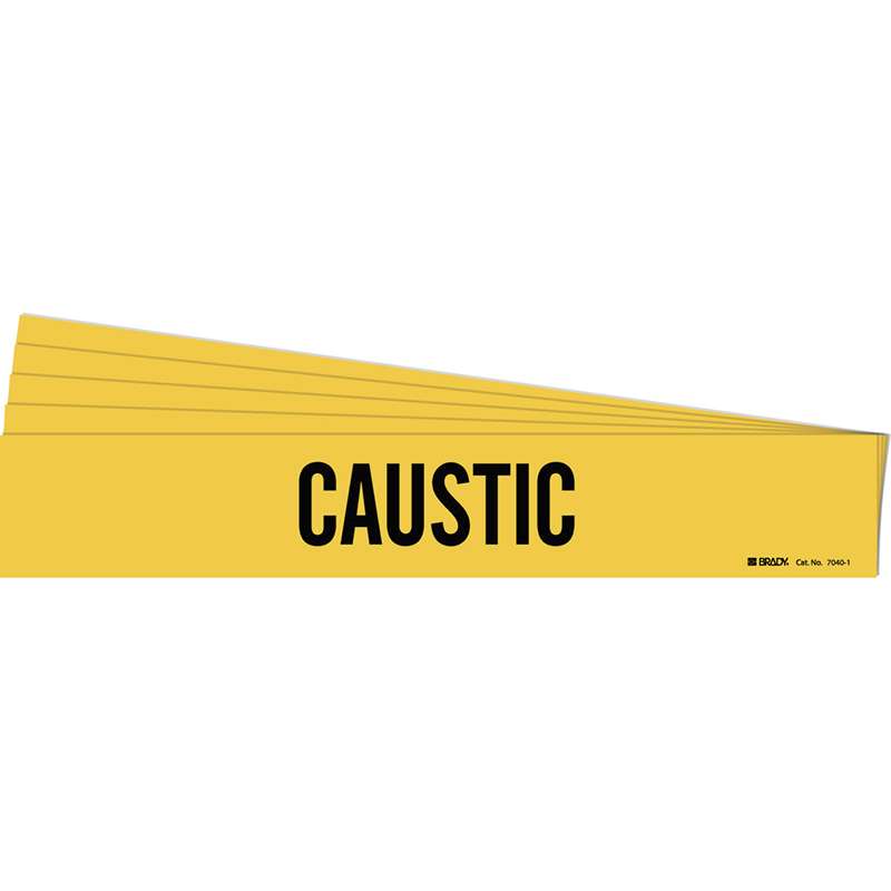 CAUSTIC Pipe Marker Style 1 Black on Yellow 1 per Card, 5 PK