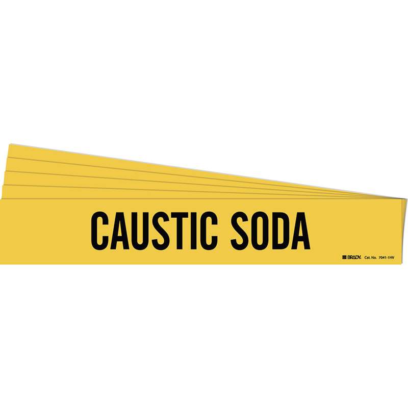 CAUSTIC SODA Pipe Marker Style 1HV Black on Yellow 1 per Card, 5 PK