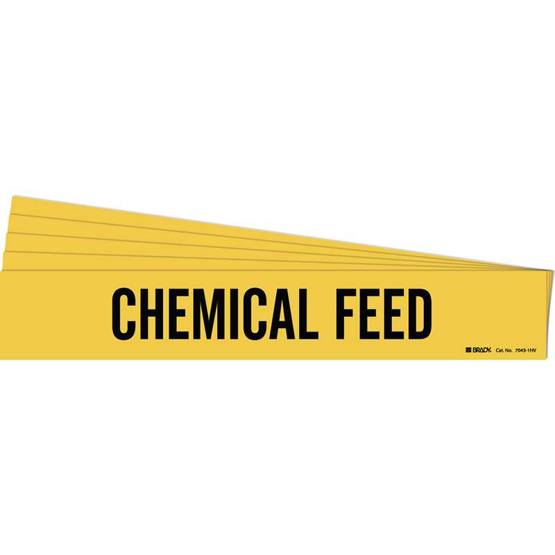 CHEMICAL FEED Pipe Marker Style 1HV Black on Yellow 1 per Card, 5 PK