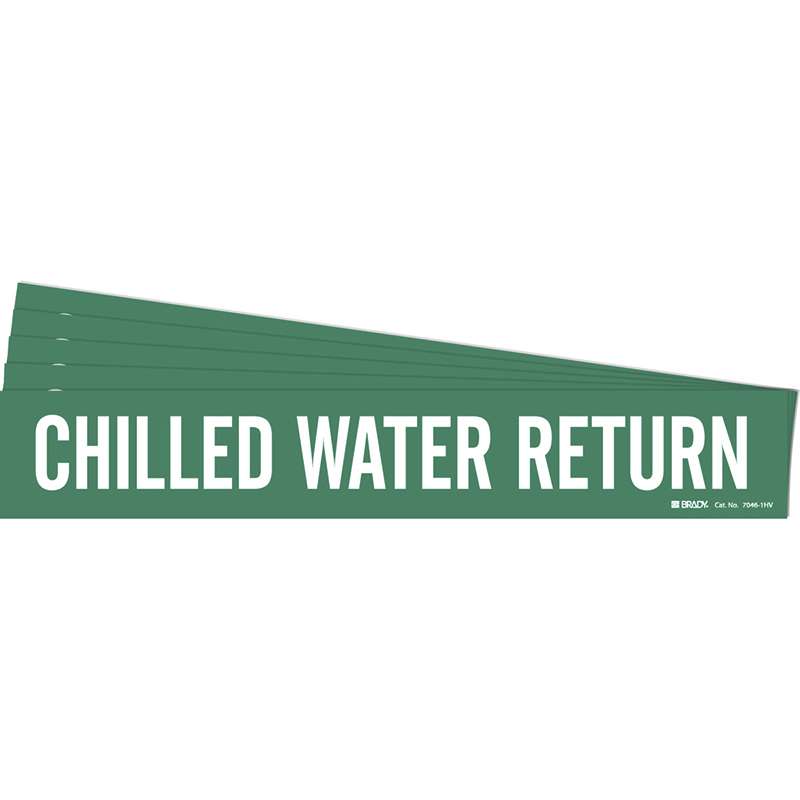 Chilled Wtr Ret Pipe Marker Style 1HV White on Green 1 per Card, 5 PK